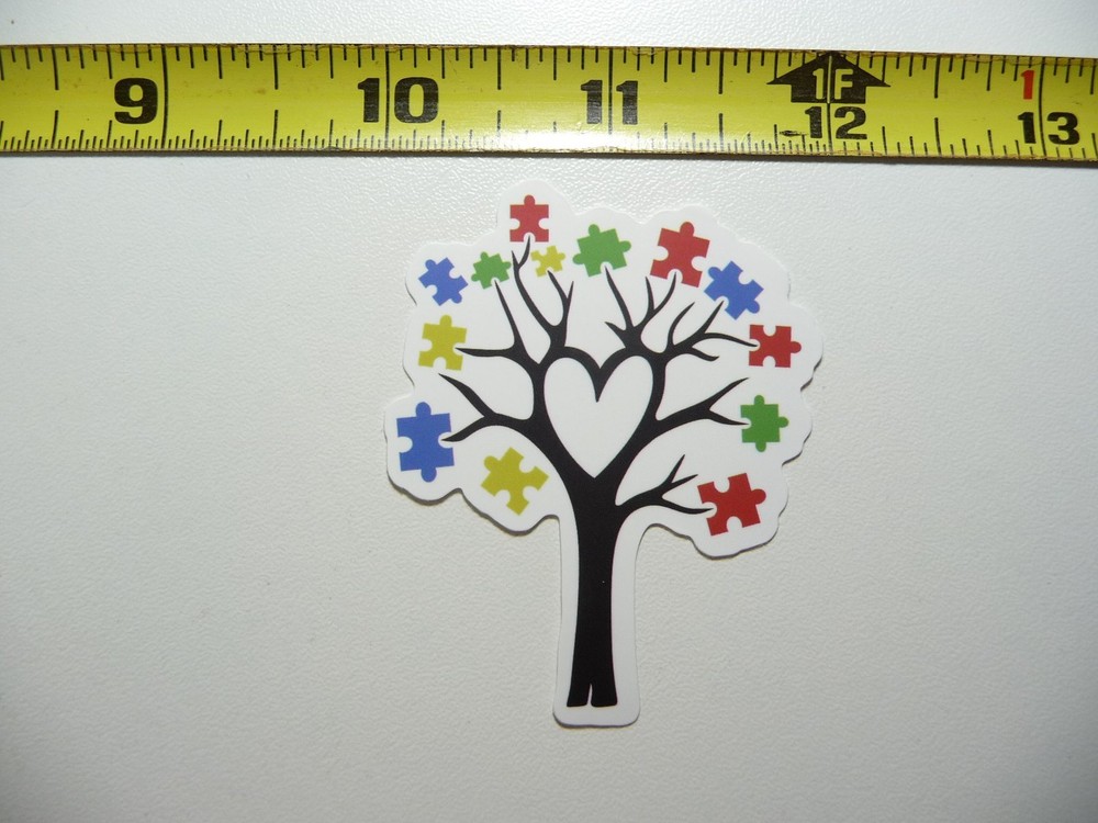 AUTISM SUPPORT DECAL STICKER TREE PUZZLE PIECE LEAVES HEART AWARENESS