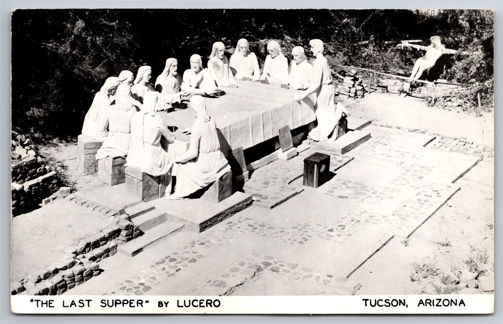 RPPC The Last Supper By Luccero Sculpture Tucson AZ C1940s Postcard AB20