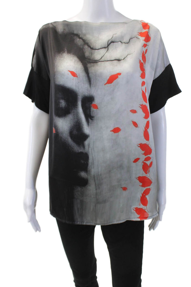 Les Copains Womens Boat Neck Short Sleeve Lightweight Blouse Black Size 40Free Shipping in US $100+ Orders | $6.95 Orders Below