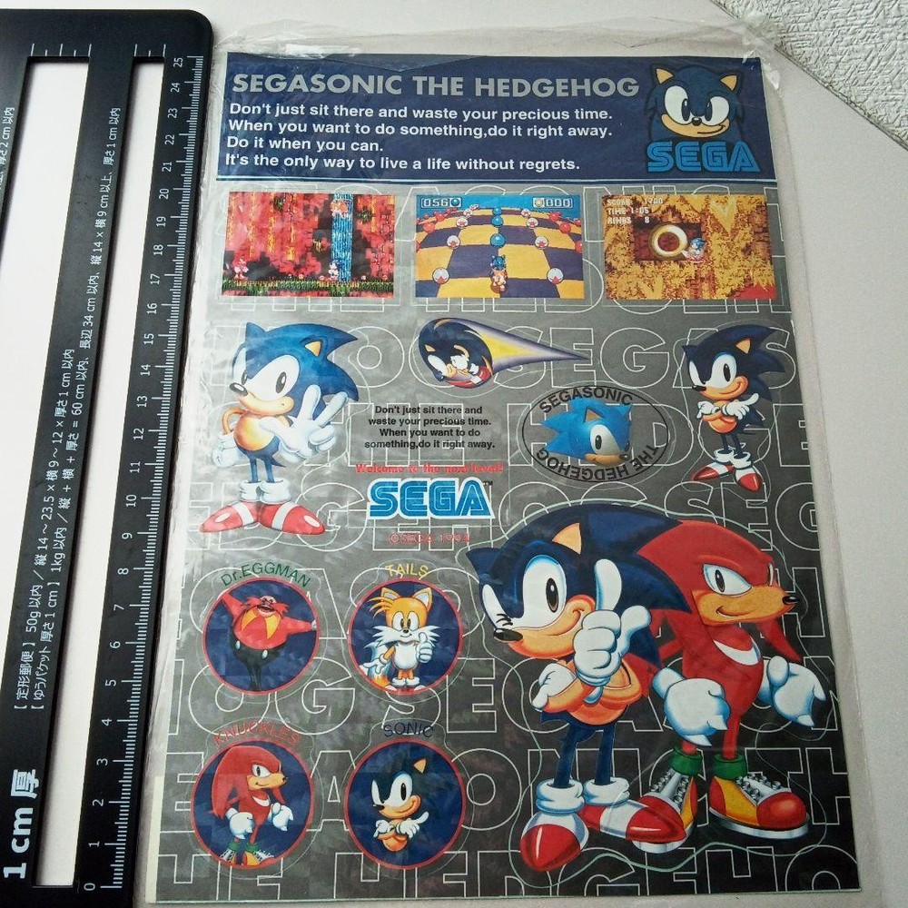 Sega Sonic the Hedgehog Sticker Sonic & Knuckles Rare Glitter Retro Sealed