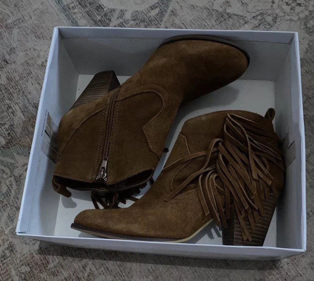 Steve Madden Tan Suede Fringe Ankle Bootie Size 9 US 39 EU