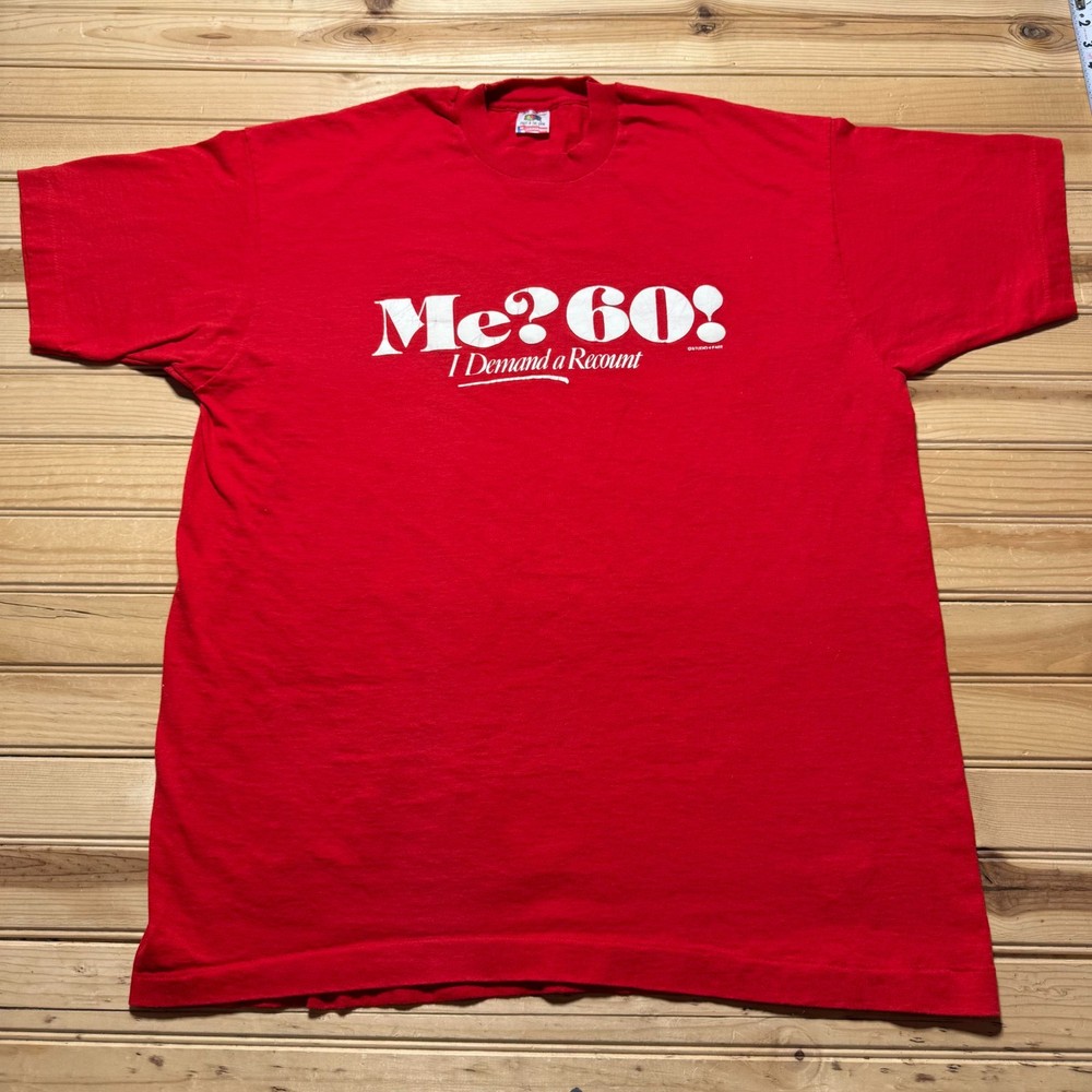 Vintage 90s Me 60 Age Birthday Single Stitch Graphic Funny T-Shirt USA Made - XL