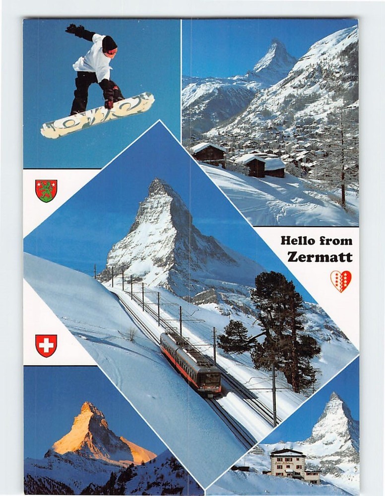 Postcard Hello From Zermatt Switzerland - Multiple Scene