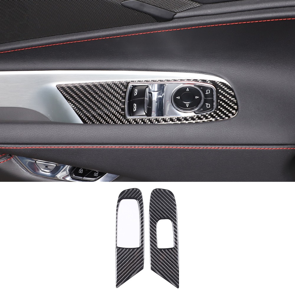 Carbon Fiber Door Window Switch Panel Trim Accessories For Corvette C8 2020-2023