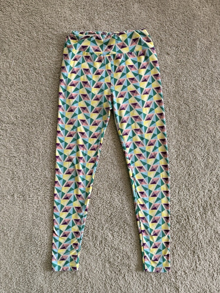 LuLaRoe Geometric Multicolor Ankle Leggings One Size Stretch Elastic Waist