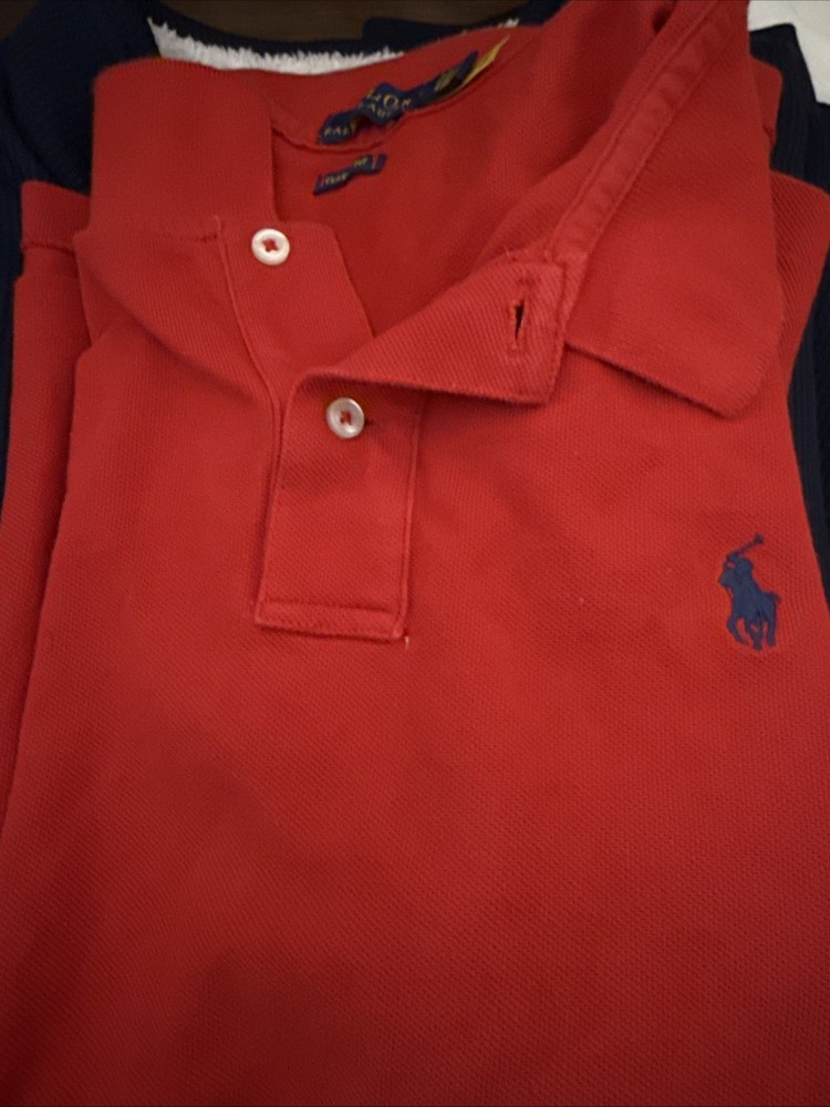 Ralph Lauren Women's Red Short Sleeve Large Collared 3 Button Polo Top Size L