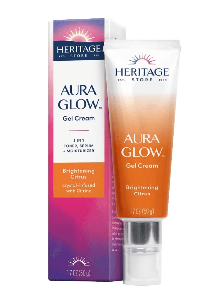 NIB Heritage Store Aura Glow Gel Cream, 3-in-1 Toner, Serum & Moisturizer, Cryst