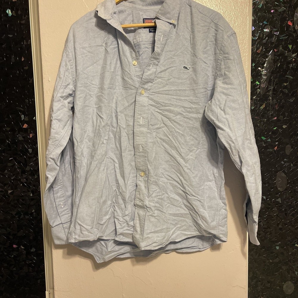 Vineyard Vines Light Blue Long Sleeve Button-Down Shirt, Men's Whale Logo
