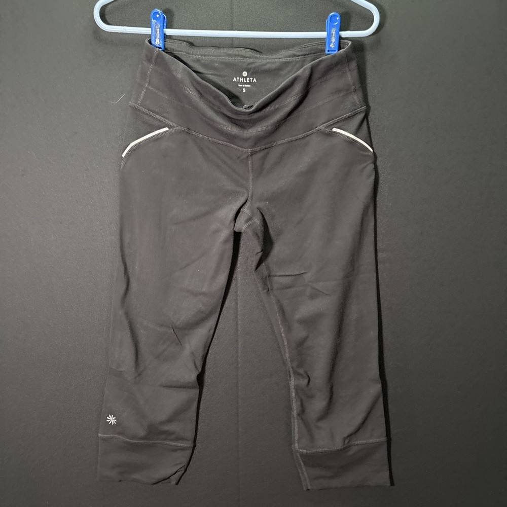 Athleta Activewear Leggings Women S Small Black Low Rise Pull On Capri Nylon