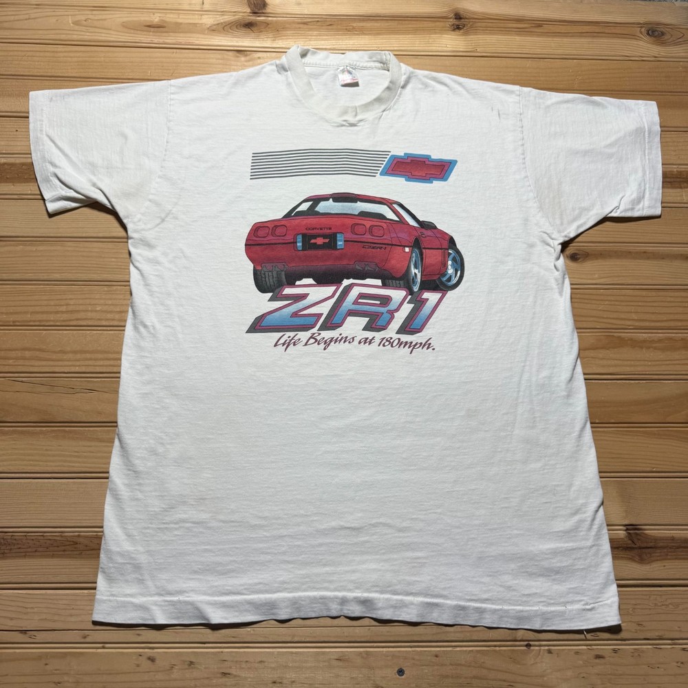Vintage 90s Chevrolet Corvette ZR1 Life Begins at 180mph Promo T-Shirt USA - XXL