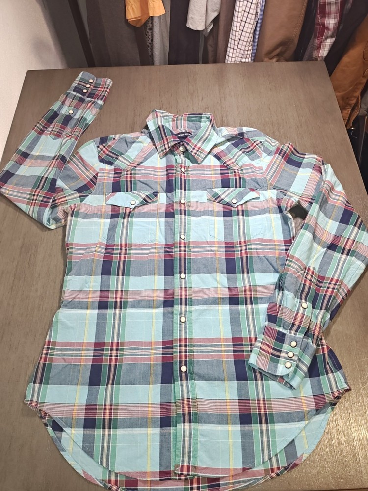 Ralph Lauren Woman's Sport pearl snap western plaid shirt,size 8