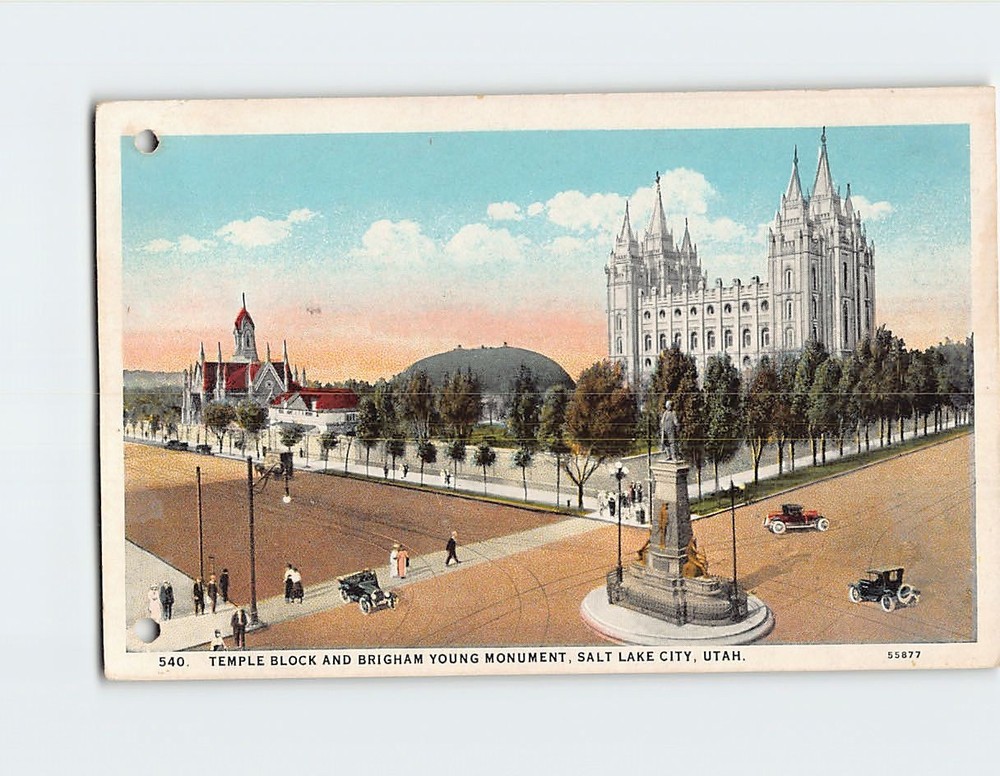 Postcard Temple Block And Brigham Young Monument Salt Lake City Utah USA