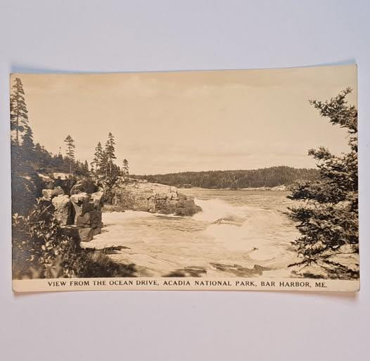 Acadia National Park Maine Ocean Drive View Vintage Real Photo Postcard RPPC-image