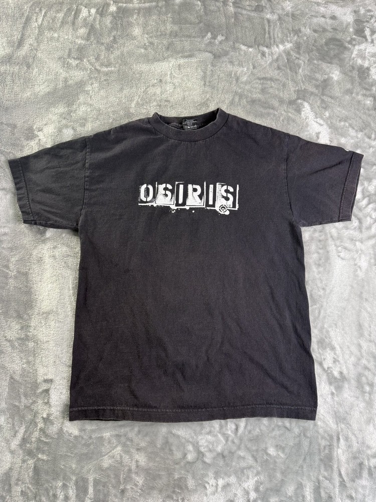 Vintage Osiris Stencil Logo T-Shirt Men Medium Black Skateboarding Y2K 2000s