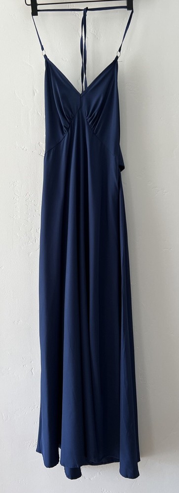 Women's Medium Dark Blue Halter Dress Sleeveless criss-cross tie from the back