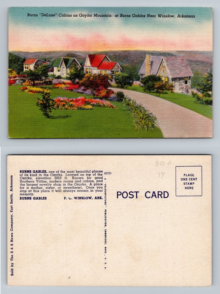 Winslow, AR-Arkansas, Burns Deluxe Cabins Gaylor Mountain Vintage Postcard