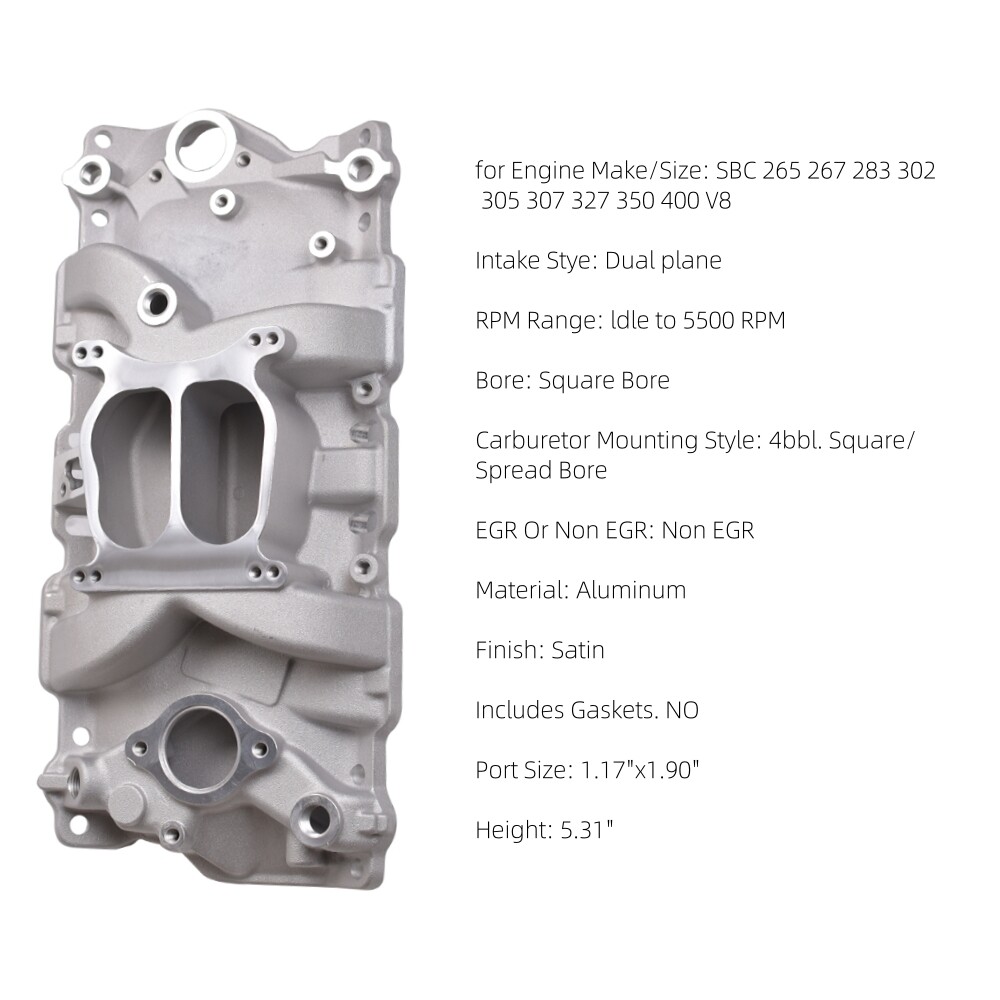 High-Performance Dual Plane Aluminum Intake Manifold for Chevy 305 327 350 V8 Engines