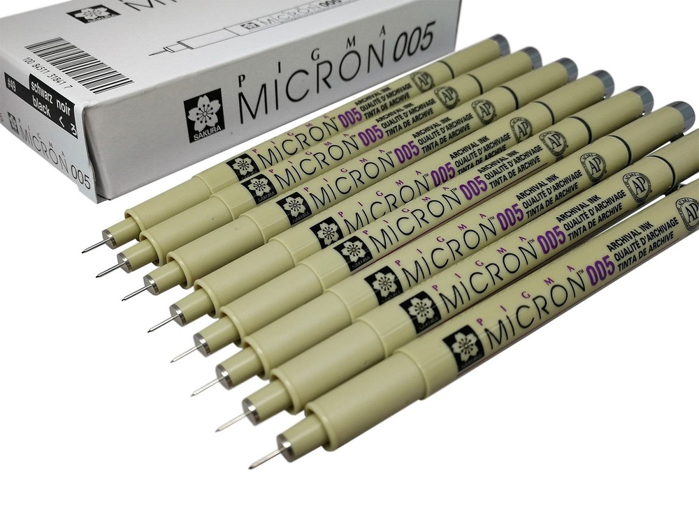Sakura Pigma Micron pen 005 Black ink marker felt tip pen, Archival pigment i...