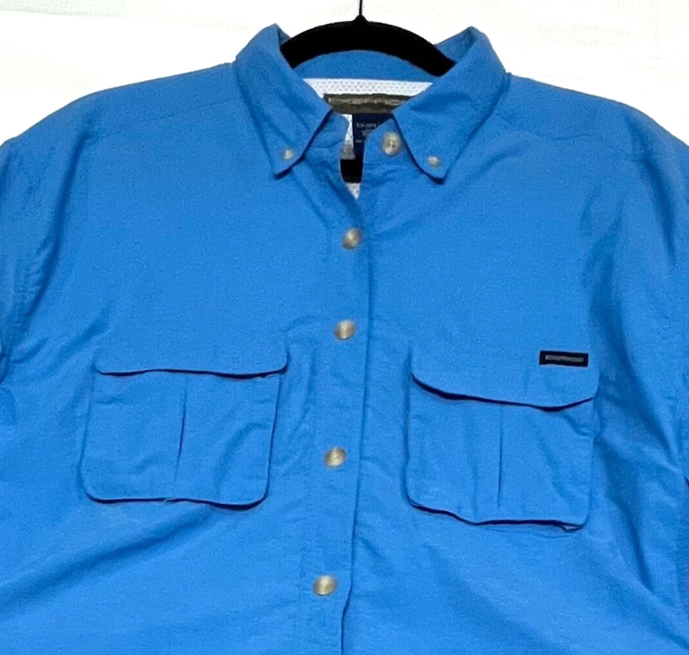 ExOfficio Adventure Womens Size L Blue Long Sleeve Shirt Outdoor Vented Hiking