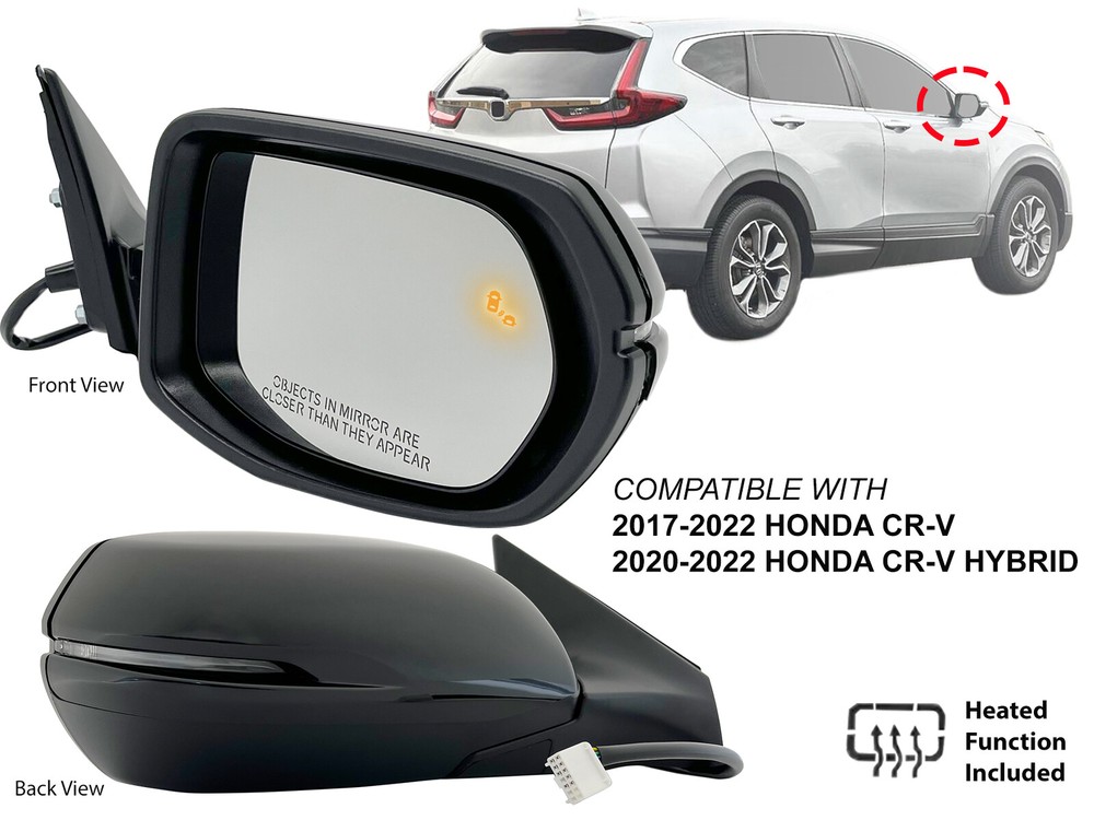 For Mirror Heated Signal Blind Spot Detection 2017-22 Honda CR-V Passenger Side