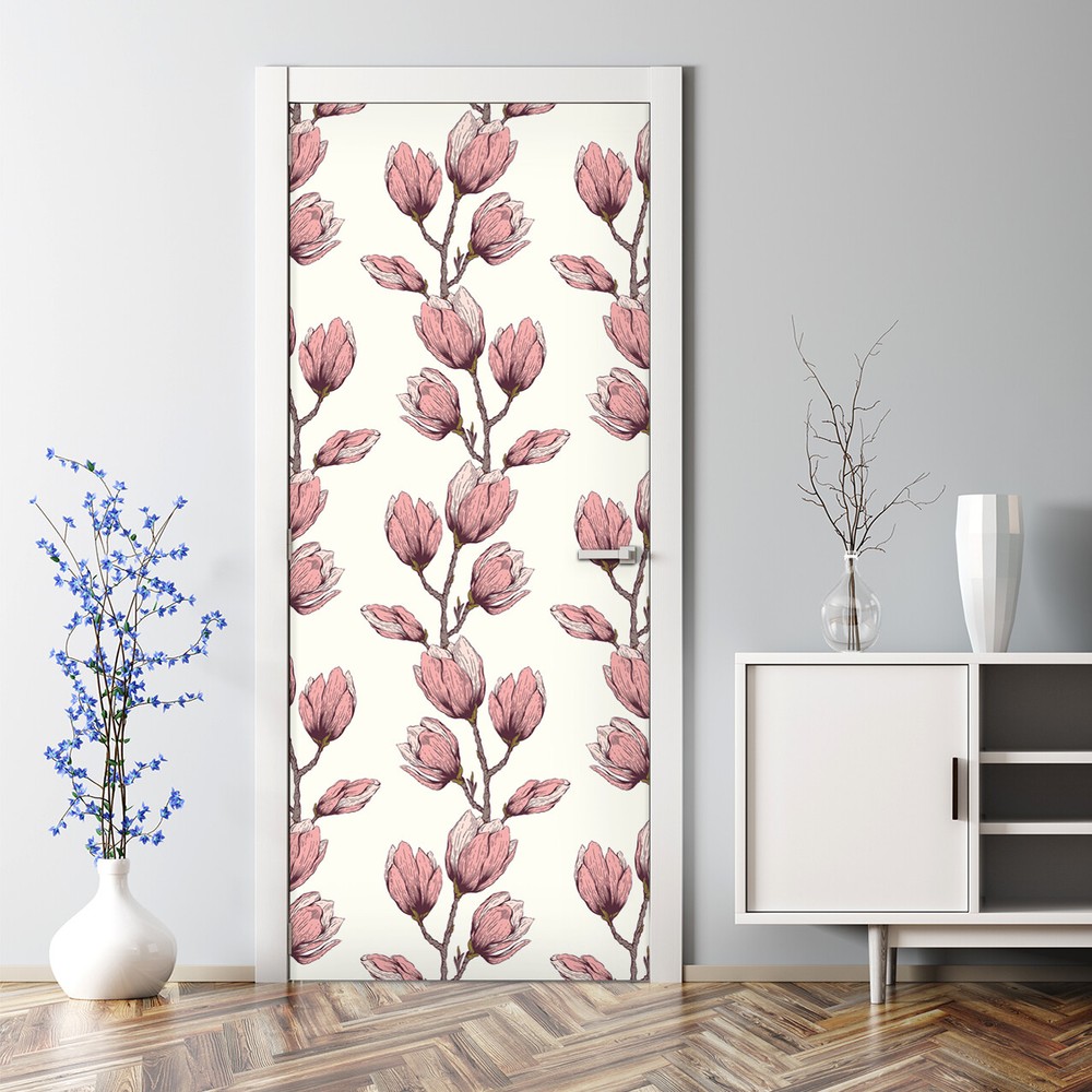 Floral removable self-adhesive climbing flower door sticker peel and stick wall decal  