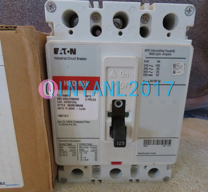 1PCS NEW Eaton HFD3125L Circuit Breaker