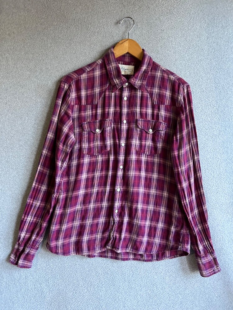 TRUE RELIGION Flannel Shirt Womens Size Large Pearl Snap Western Plaid