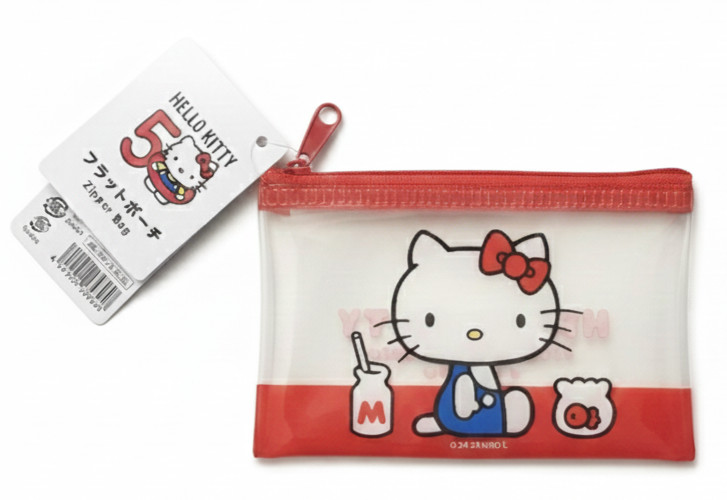 Hello Kitty Coin Pouch Zipper Bag Red Sanrio 50th Anniversary Clear Pouch NWT