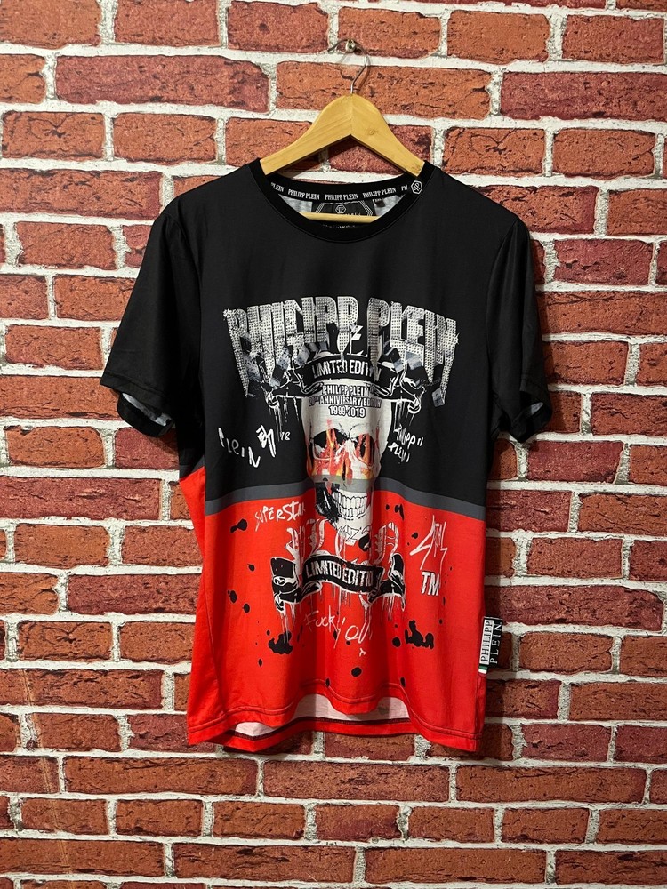 Philipp Plein T-Shirt Limited Edition 20th Anniversary Skull Red Black Mens Sz M
