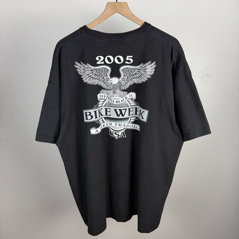 Vintage Y2K Sturgis Bike Week Motorcycle Eagle Biker 2005 Black T Shirt Size 3XL