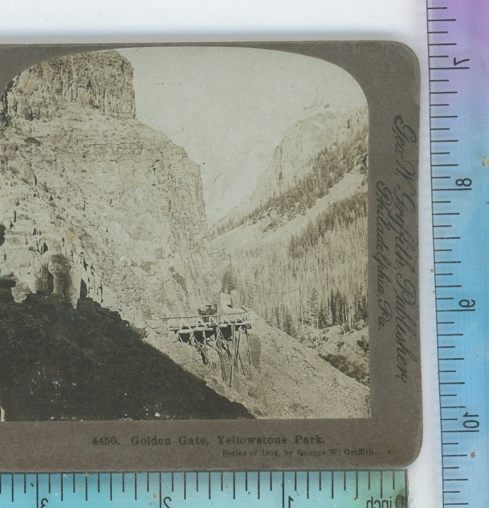 Horse Wagon Golden Gate Yellowstone Park Griffith Stereoview