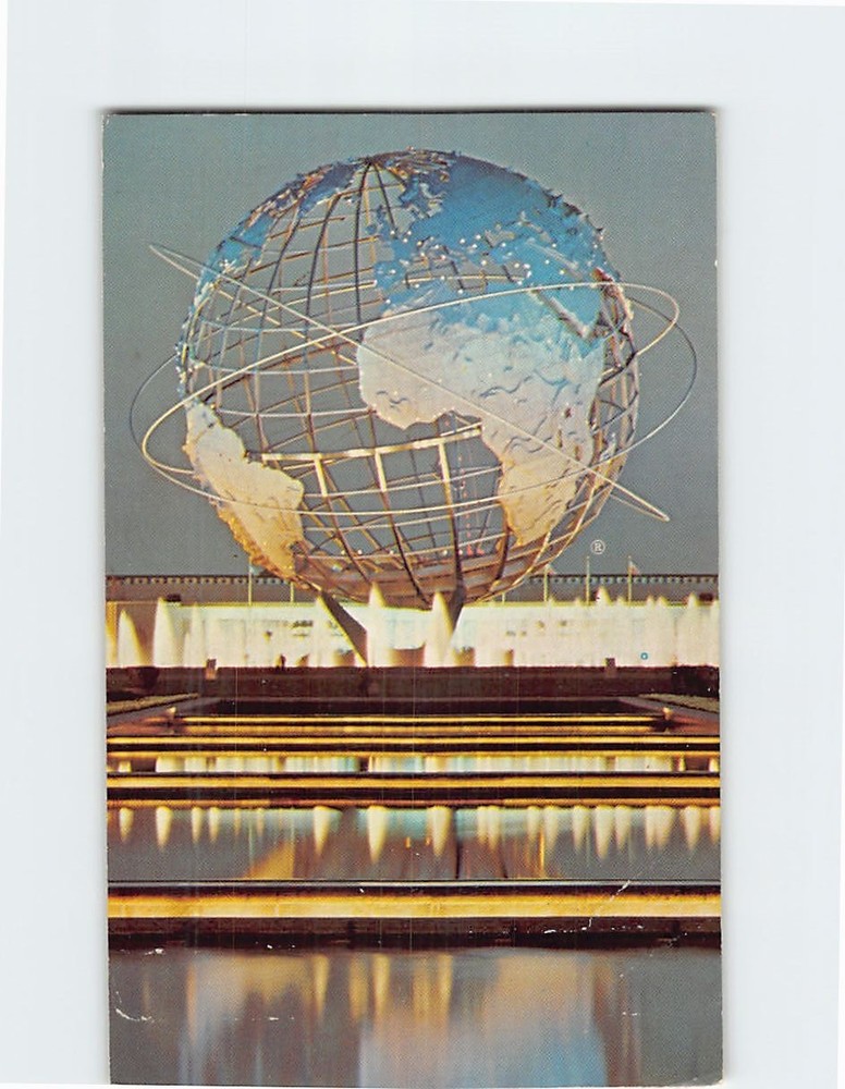 Postcard Night Scene Unisphere New York Worlds Fair Queens New York USA