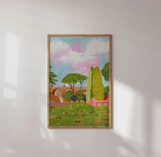 Somewhere in Amsterdam Painting | Amsterdam Scenery Colorful Wall Art | Summer