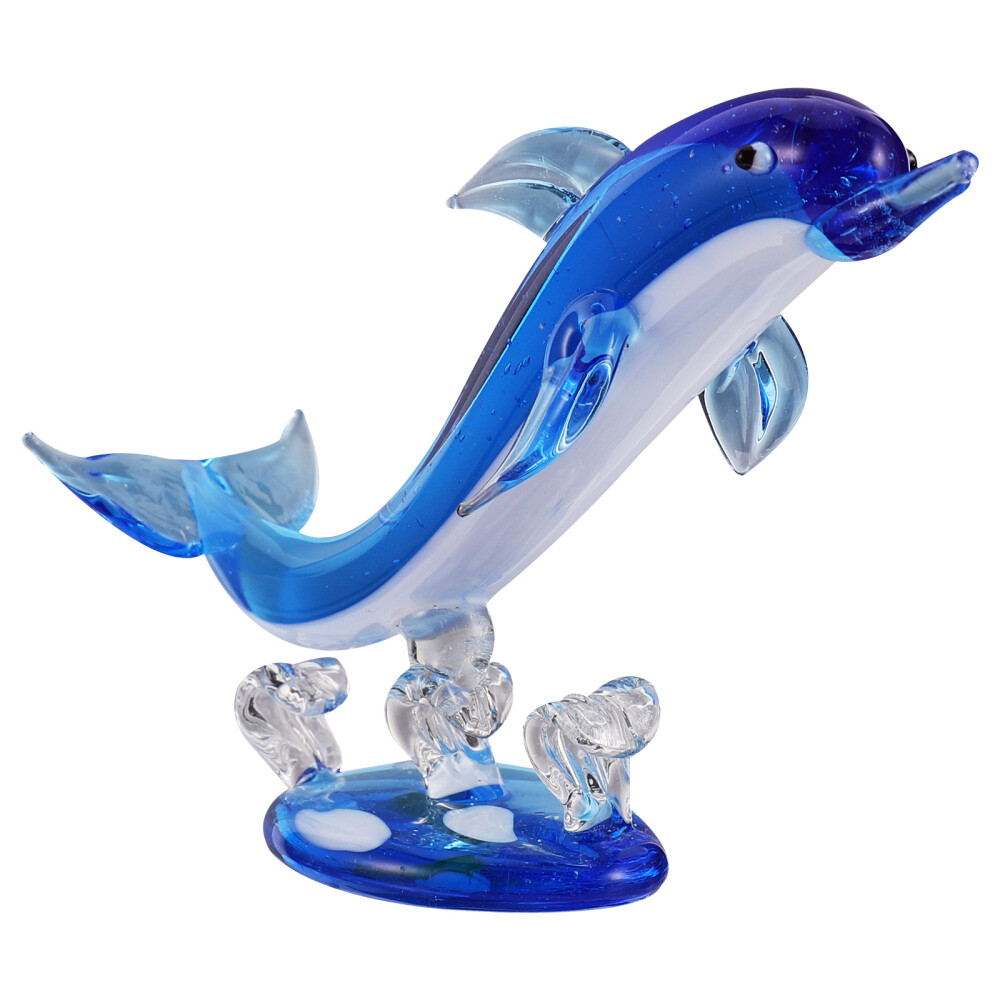 Dolphin Paperweight Dophin Figure Blue Glass Home Decoration Miss