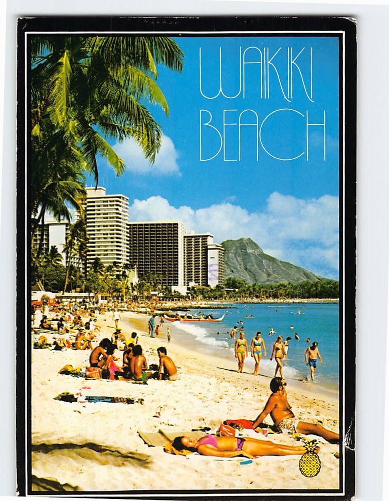 Postcard Beach Scene Waikiki Beach Hawaii USA