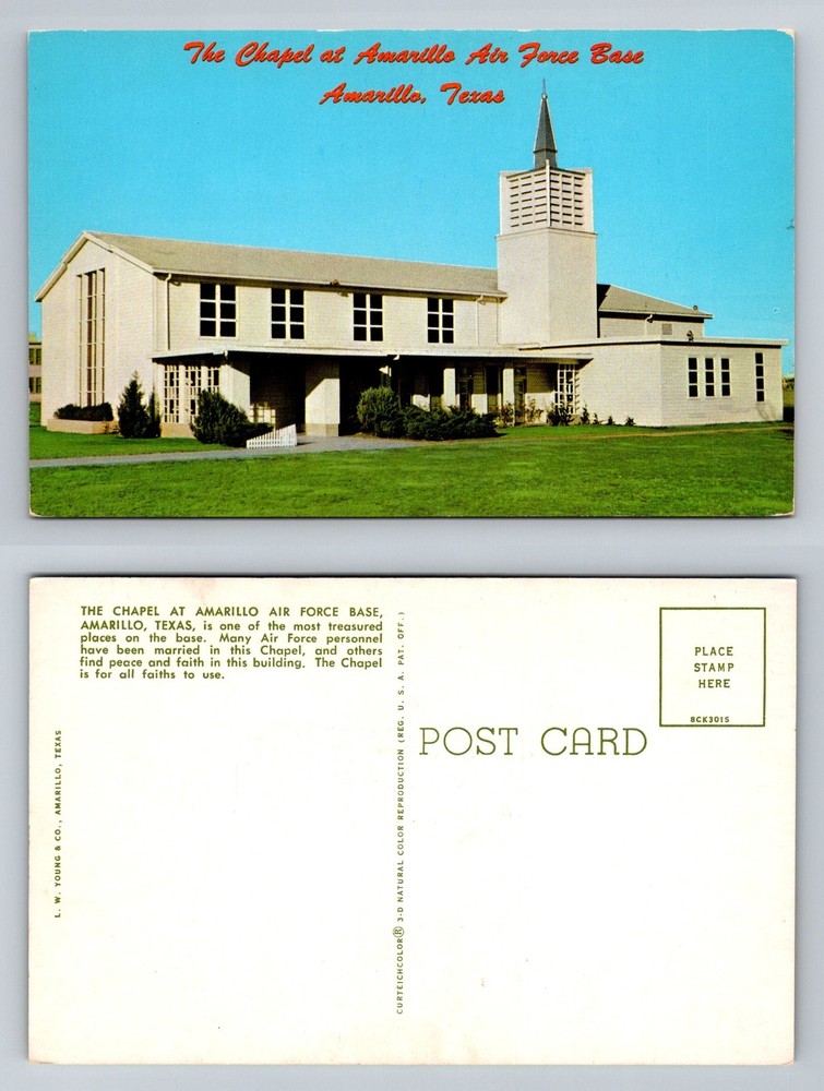 Amarillo, TX-Texas, Air Force Base Chapel Modern Building Vintage Postcard