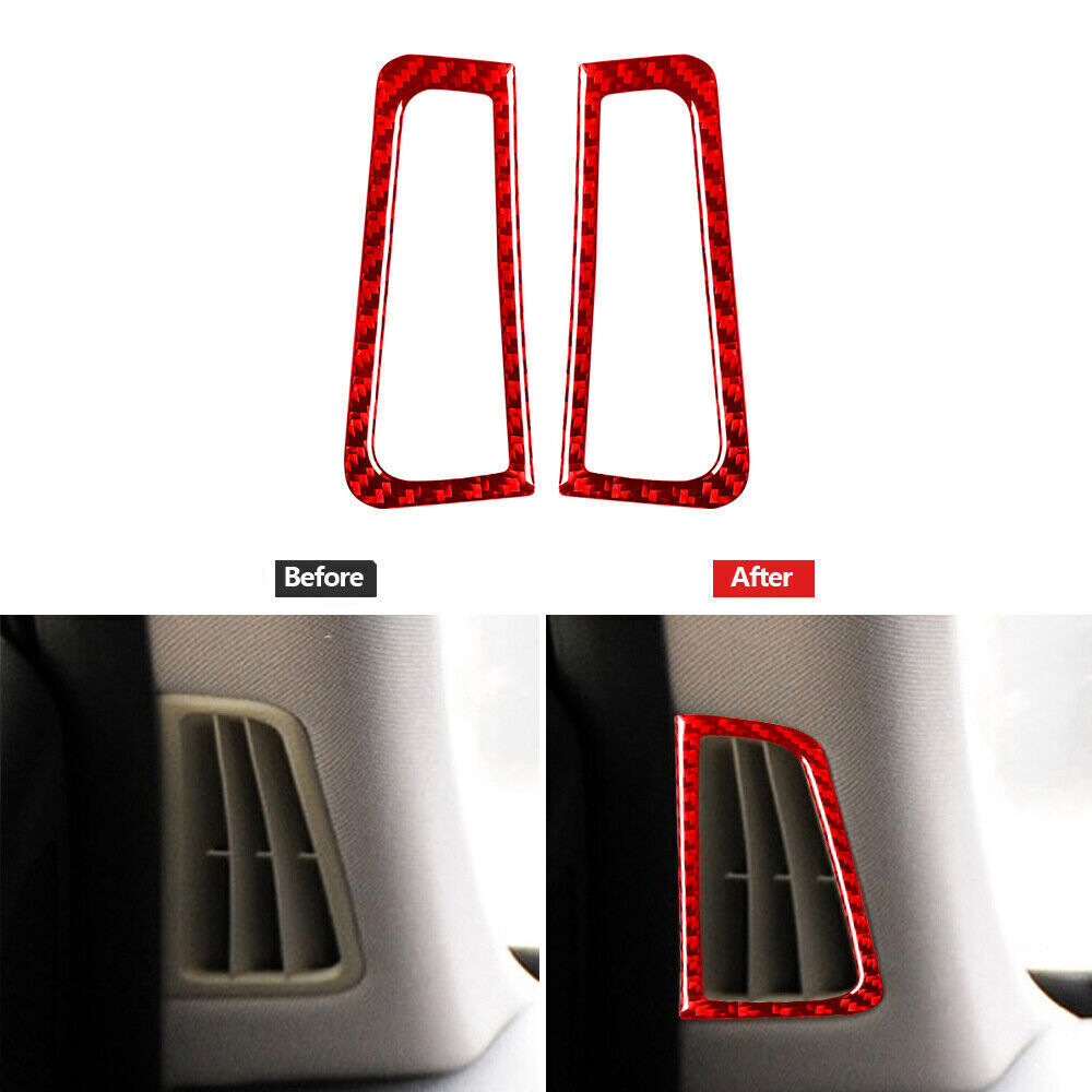 2Pcs Red Carbon Fiber Demist Air Vent Outlet Cover Trim For Infiniti G37 2010-13