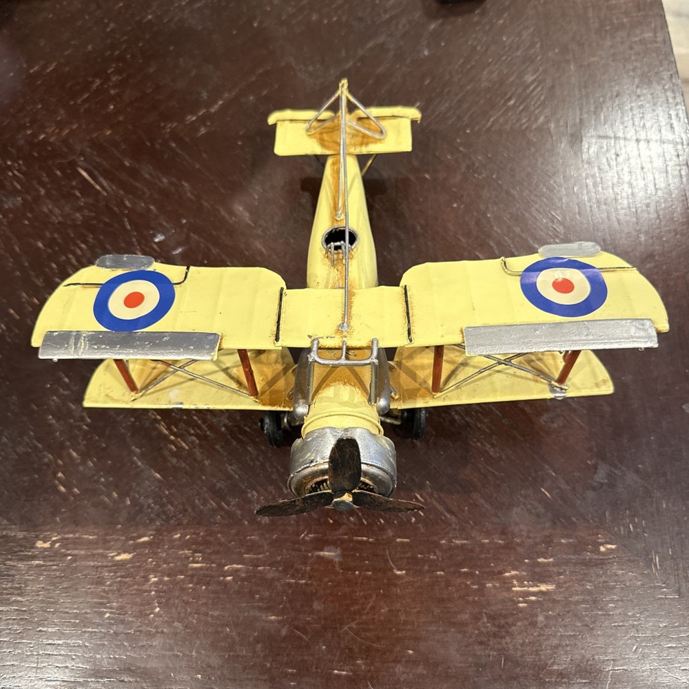 VTG Metal English BI-Plane WWI Military Airplane OK-FOL-20 ASOMS 10”wing Span.