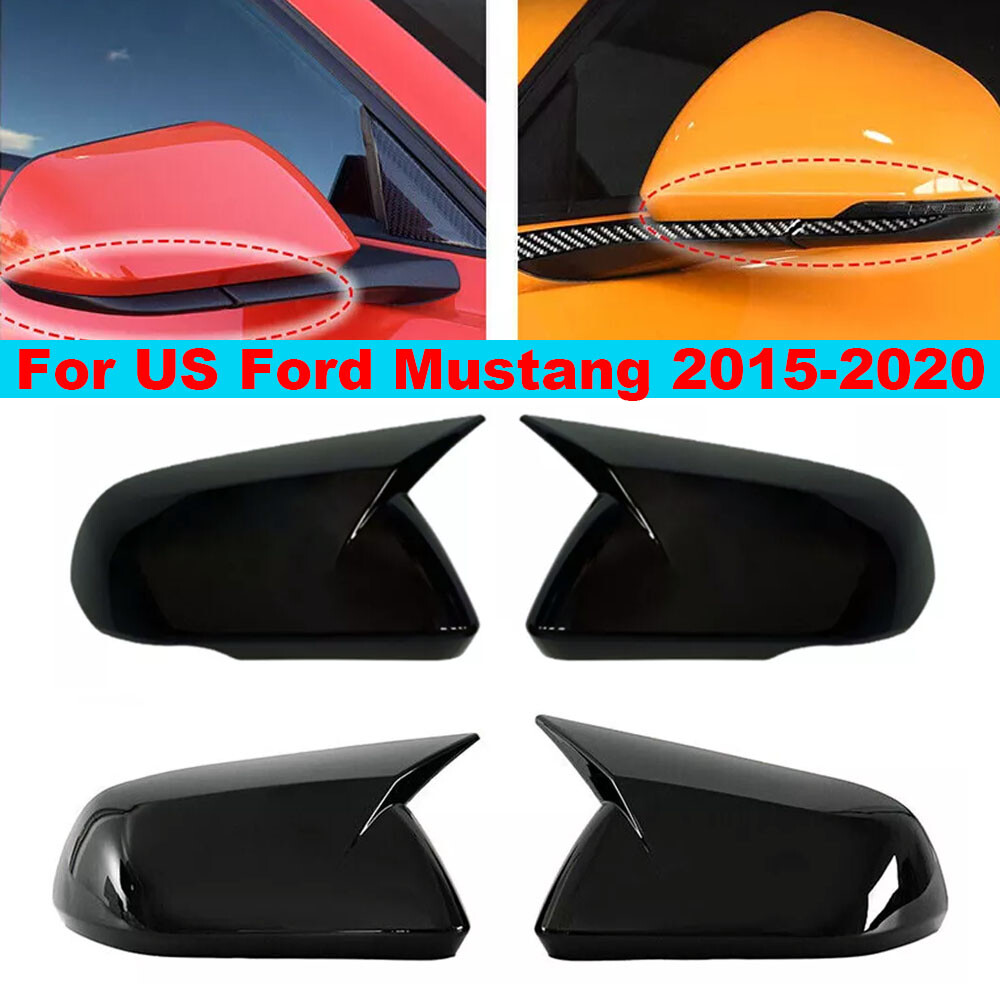 For US Ford Mustang 2015-2020 2x Rearview Side Mirror Cover Wing Cap Trim Add on