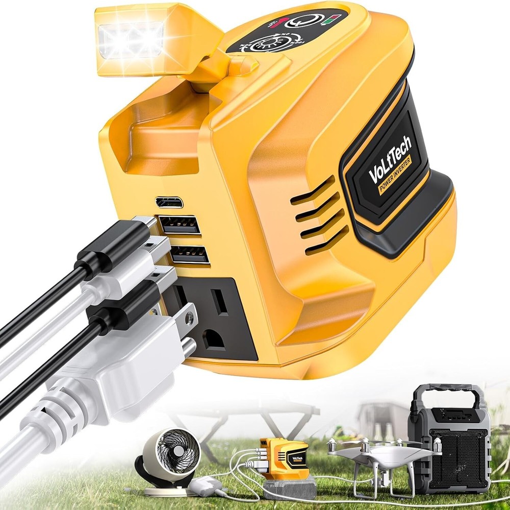 200W Power Inverter for Dewalt 20V Battery, VoLtTech Battery Inverter 20V