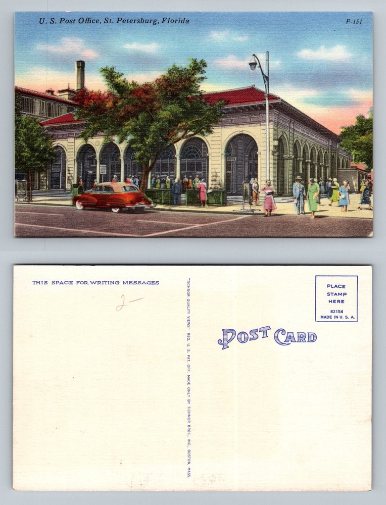 St Petersburg, FL-Florida, U.S. Post Office Open Air Building Vintage Postcard
