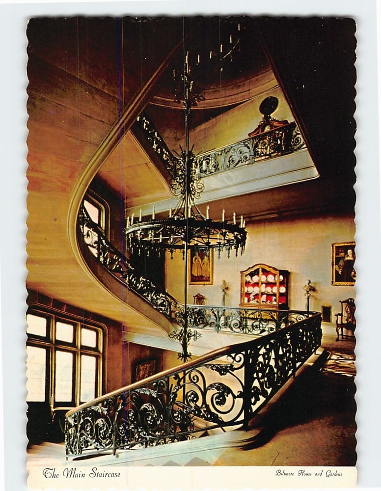 Postcard The Main Staircase Biltmore House and Gardens Asheville NC USA