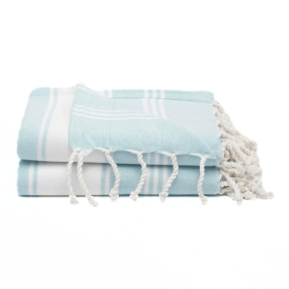 Turkish Cotton Quick Dry Beach Towel Set 36x72 Aqua Blue 2 Pack