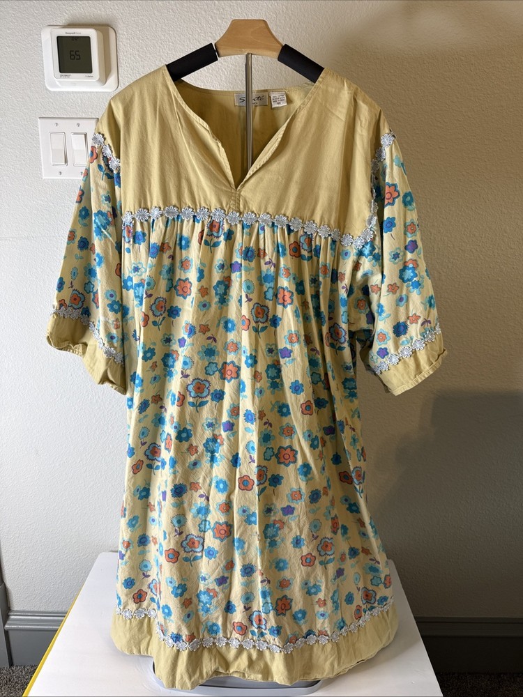 Sante Classics Women’s Yellow Floral Kaftan Dress Plus Size 4XL