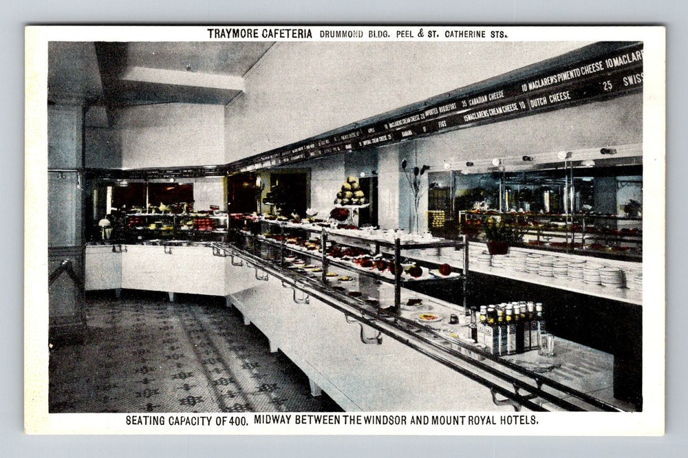 Canada- Montreal Traymore Cafeteria Drummond Building Old Post Vintage Postcard