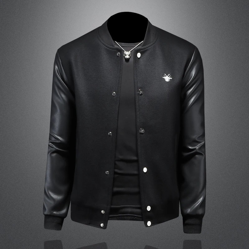 Men Luxury Fashion Trend Bomber Streetwear Long Sleeve Zipper Casual Jacket Coat