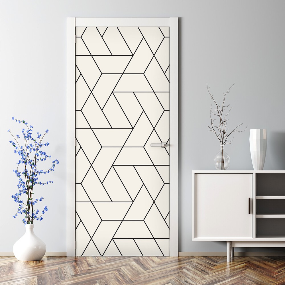 Geometric Bubble Free minimalistic Door Decal Reusable self adhesive wallpaper