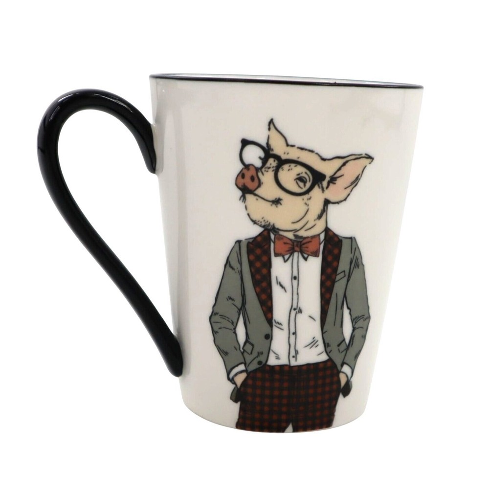 Hipster Pig Mug – Whimsical White Office Cup Unique Gift Idea  
