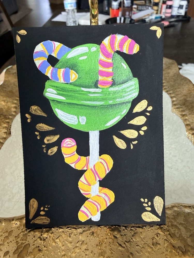 ACEO Original Candy, Lollipop, Funny, Sweet, Dessert, Acrylic