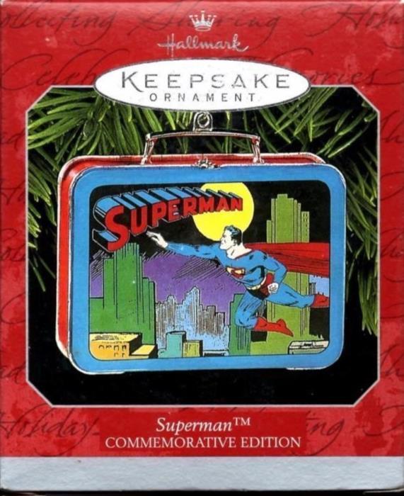 1998 Superman Commemorative Lunch Box Keepsake Ornament Set of 2